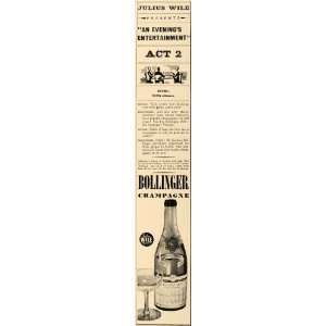  1938 Ad Julius Wile Sons & Co. Bollinger Champagne NY 