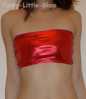 shiny wet look red tube top cyber club rock punk S/M  