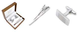 This Silver Flat Top Cufflinks & Tie Bar Set is the perfect 