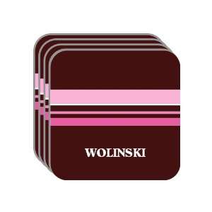 Personal Name Gift   WOLINSKI Set of 4 Mini Mousepad Coasters (pink 