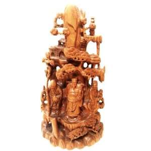 Wood Wise Men 01 Hand Carved Fuk Luk Sau Chinese Buddhist Statue Decor 
