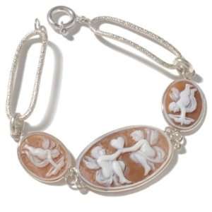   Italy Cameo Sterling Silver Sardonyx Cupid Bracelet GemBlvd Jewelry