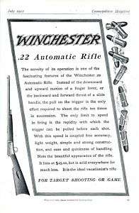 1912 WINCHESTER .22 Automatic RIFLE AD.  