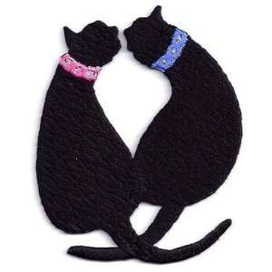  Black Cats w/Collars  Iron On Embroidered Applique /Pets 