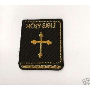  Holy Bible w/Gold Cross/Iron On Embroidered Applique 