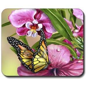  Decorative Mouse Pad Monarch & Flowers Butterfly Bug Electronics