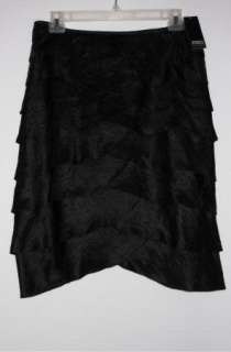 NWT Adrianna Papell Hammered Satin Black Tiered Cocktail Evening Skirt 