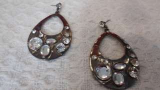 BEBE earrings tear drop rhinestone silver NEW NEVER USED  