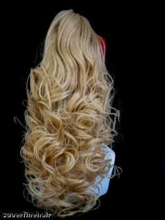 22synthetic clip on wavy hair pieces,#1B  