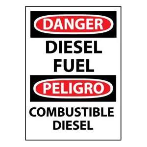 Bilingual Plastic Sign   Danger Diesel Fuel  Industrial 