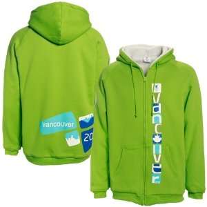 Vancouver 2010 Winter Olympics Lime Green Stacked Blocks Full Zip 