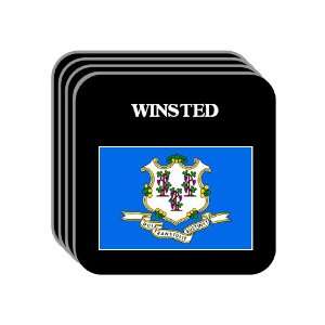  US State Flag   WINSTED, Connecticut (CT) Set of 4 Mini 