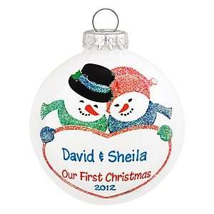  Personalized Our First Christmas Snow Couple Glass 