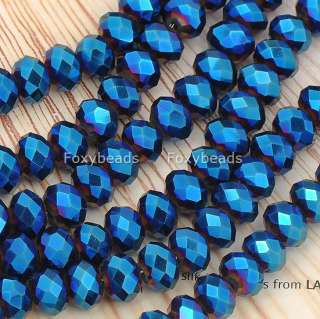 6x8mm Blue Faceted CrystaL Glass Rondelle Loose Beads Jewels 15L 