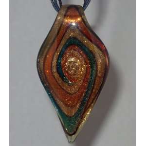 Adriatic Sea Blue, Copper and Gold Murano Glass Necklace Pendant