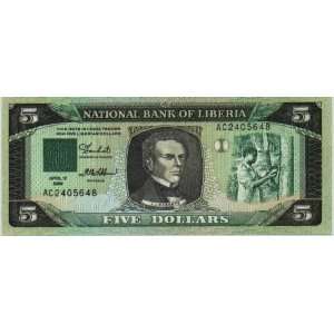  Liberia 1989 5 Dollars, Pick 19 