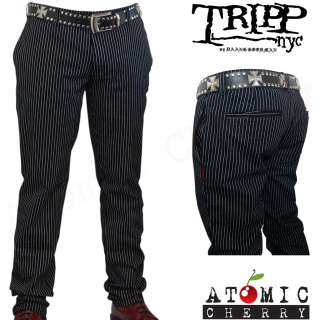 Tripp Mens Pinstripe Pants Rockabilly Punk Mod Jeans  