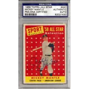  Mickey Mantle Autographed 1958 Topps All Star Card PSA/DNA 