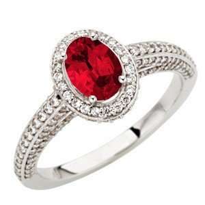   Ruby Mounted in Gorgeous Pave Diamond Ring for SALE(8.5,14kt White