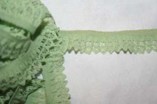 20 yds STRETCH Seafoam Mint GREEN ruffle elastic doll lace trim 5/8 