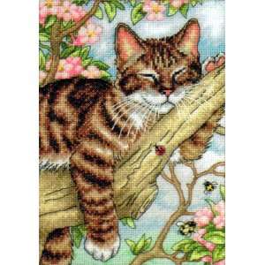  Cross Stitch Kit Napping Kitten Gold Collection Petites 
