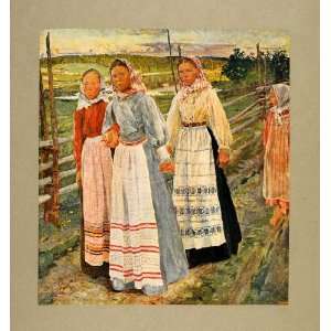  1905 Print Paysannes Suedoises Wilhelmson Women Fence 