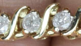 14k yellow gold 2.64ct diamond I3 H tennis bracelet 7.25 vintage 