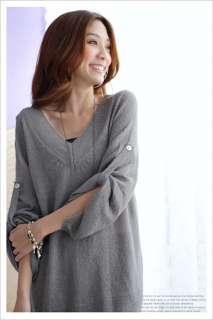 NECK TUNIC KNIT WEAR PULLOVER SWEATER DRESS S RY3114  