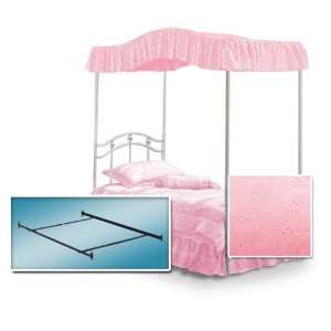   Canopy Fabric Set with White Twin Princess Bed Frame & Canopy Frame