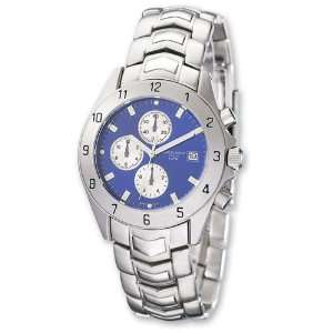    Mens Charles Stainless Blue Dial Chronograph Watch Jewelry