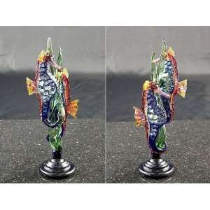  Paul Labrie   Small Double Seahorse Art Glass Sculpture 