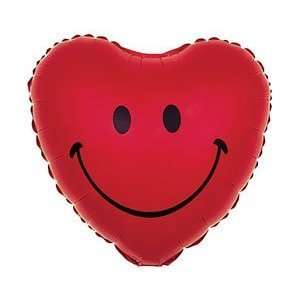  Happy Heart Smiley Face on Red 18 Inch Balloon Health 