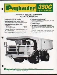 Payhauler 350C Fly Ash Hauler Truck Brochure Leaflet  