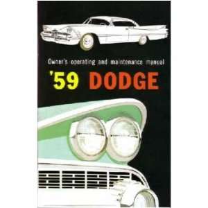  1959 DODGE Car Full Line Owners Manual User Guide 