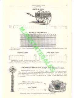 1903 Antique Wood Hand Cart Lawn Fence Catalog AD  
