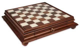 Italian Alabaster & Wood Chess Case 18.5  