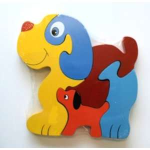  Large Dog and Puppy Wooden Puzzle Toys & Games