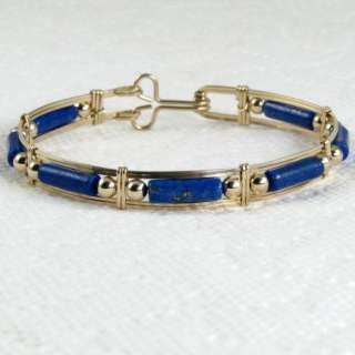 Lapis Lazuli Gemstone Bangle Bracelet 14K Rolled Gold  