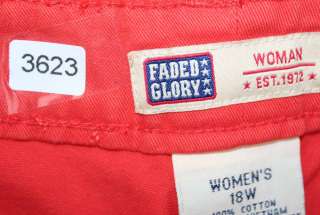 Faded Glory sz 18W Womens Plus Orange Shorts NQ56  