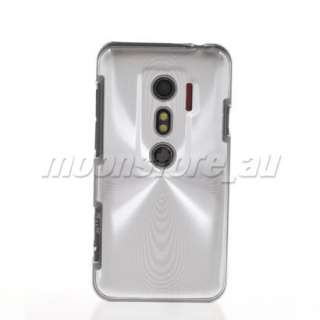   METAL HARD PLASTIC PLATED CASE COVER FOR HTC EVO 3D SILVER  