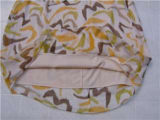 New NURTURE Womens 100% Silk Pullover Dress M White Yellow Brown 