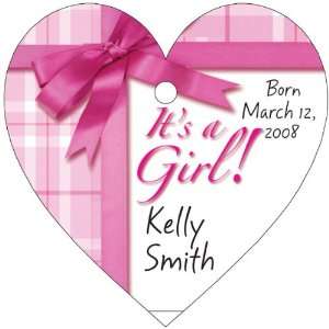 Wedding Favors Its a Girl Gift Wrap Design Heart Shaped Personalized 
