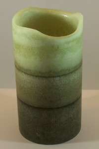 3x6 Multi Color Green LED Wax Pillar Candle Scent Timer  