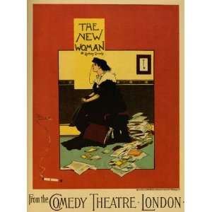 THE NEW WOMAN SMOKING COMEDY THEATRE LONDON ENGLAND VINTAGE POSTER 