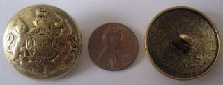 VINTAGE BRASS Royal Coat of Arms UK Button FINDINGS   4 Pieces  