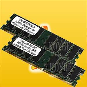 2GB DDR PC3200 LOW DENSITY 2X 1GB PC 3200 184Pin 400MHz  