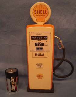 Tall Shell Toy Gas Pump Wood With Shell Labels  