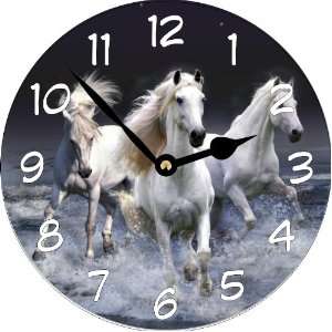 Rikki KnightTM Fantasy White Horses Art Large 11.4 Wall Clock   Ideal 