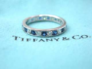 Tiffany & Co Platinum Diamond Sapphire Eternity Band  