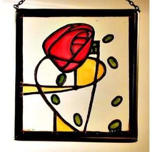  Charles Rennie Mackintosh Pink Square in Stained Glass 